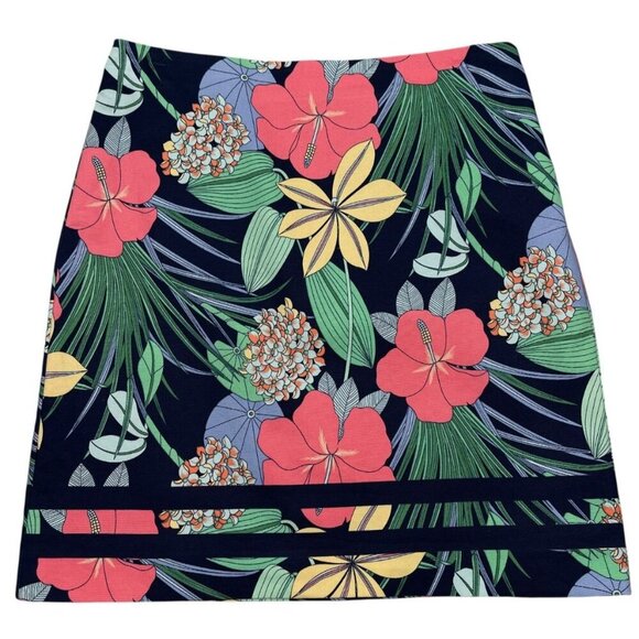 Talbots Cotton Canvas A-Line Hibiscus Skirt Size 2 - Picture 1 of 8